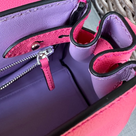 Versace Top Handle Bag FlamingoPink La Medusa Vitello Leather Crossbody Tags NEW - Picture 7 of 13